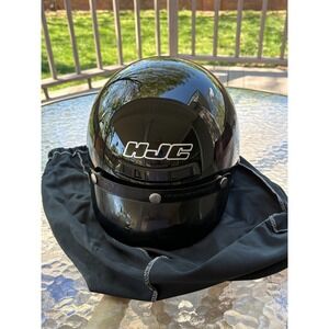 HJC CS-2M Open Face Motorcycle Helmet Gloss Black w/ Visor DOT Size L + Bag